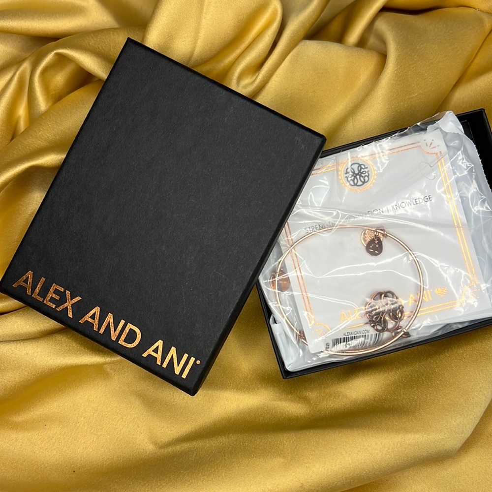 Alex and Ani Strength|Motivation|Knowledge rose gold bracelet